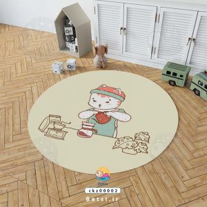 فرش کودک گربه و قهوه ساز