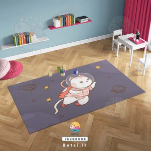 فرش کودک گربه فضانورد