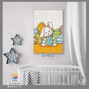 تابلو اتاق کودک خرگوش و تخم مرغ های رنگی