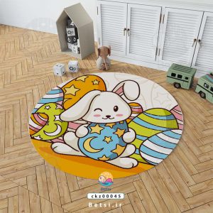 فرش کودک با طرح خرگوش و تخم مرغ های رنگی