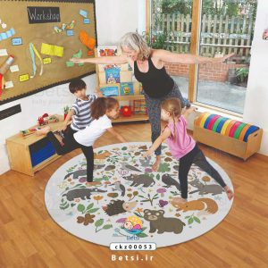 فرش گرد اتاق کودک با تم حیوانات