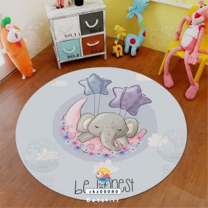 فرش اتاق کودک طرح خواب بچه فیل