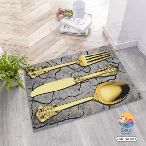 فرش آشپزخانه قاشق چنگال طلایی
