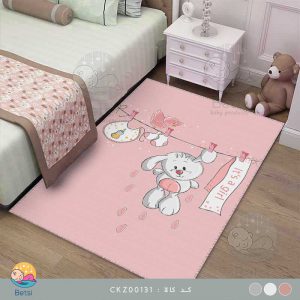 فرش اتاق کودک دخترانه خرگوش روی بند