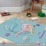 فرش اتاق کودک تم پری دریایی رنگ آبی (4)